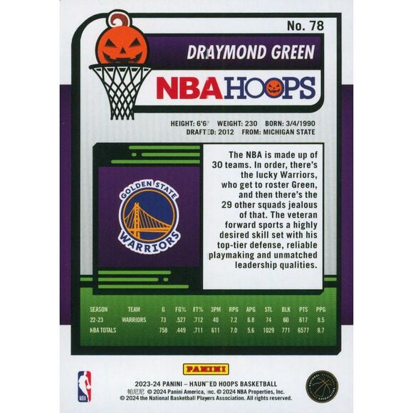 2023-24 Haunted Hoops Basketball Card #78 Draymond Green - Picture 2 of 2